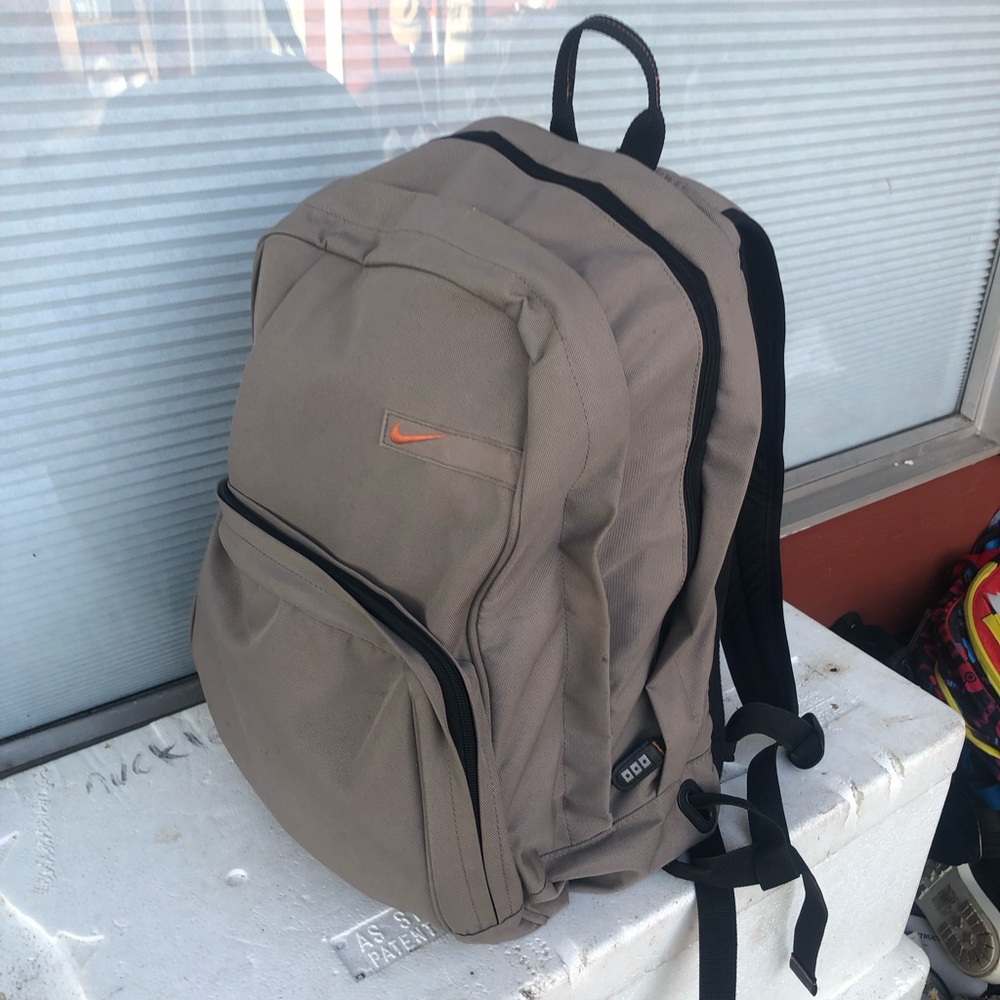 Nike Men’s Beige and Orange Student Large Backpack